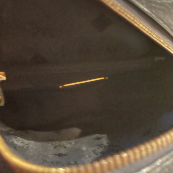 MCM Black Round Crossbody Bag with Gold Details Rare 8x8” purse handbag luxury - Picture 4 of 6